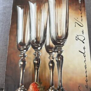 Leonardo Da Vinci Crystal Champagne Flutes